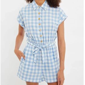 Louche Addie Picnic Check Playsuit Blue and White Size US 10